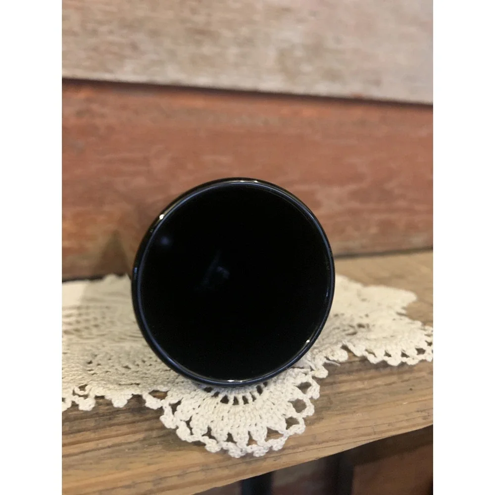 Black Amethyst Vase Mid Century Modern 7.5 inch Hand Blown Glass Cylindrical